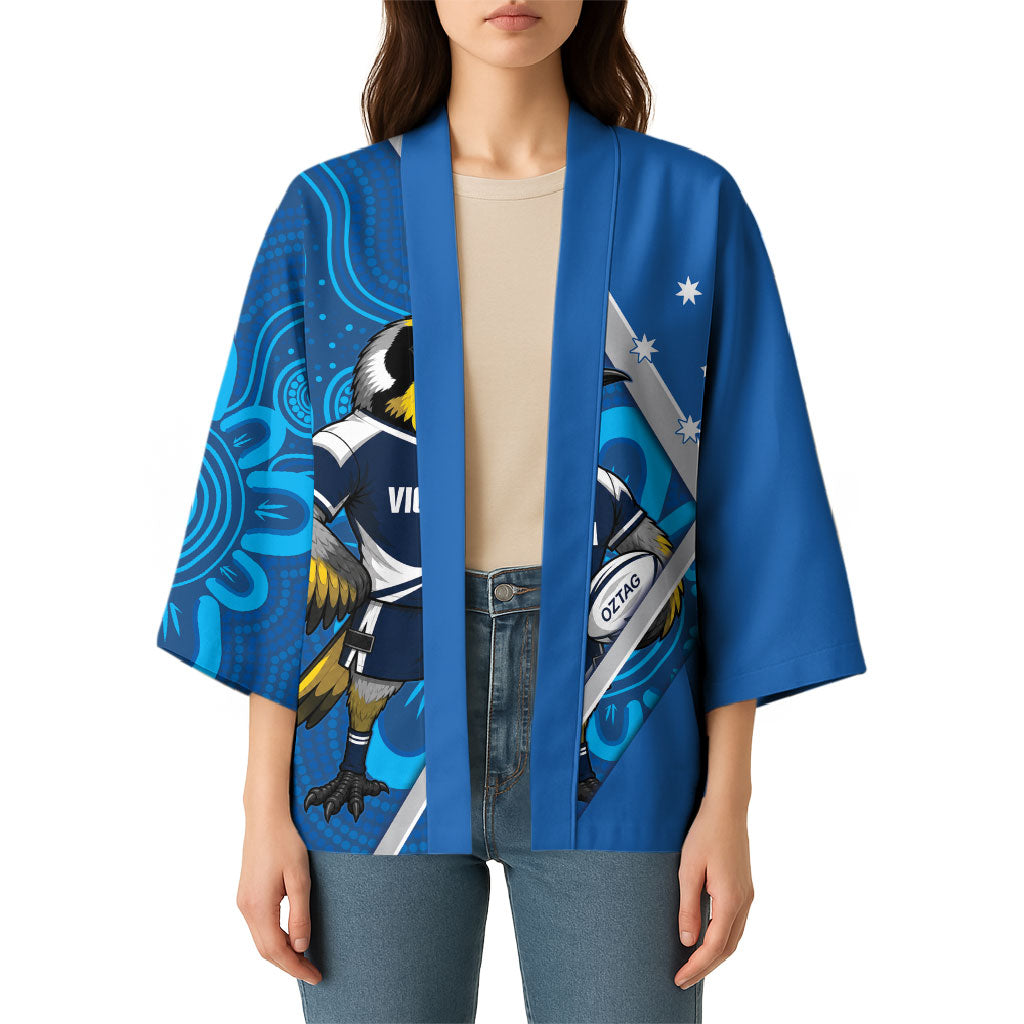 Victoria Oztag Custom Kimono Helmeted Honeyeater Mascot Indigenous Art