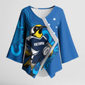Victoria Oztag Custom Kimono Sleeve Blouse Helmeted Honeyeater Mascot Indigenous Art