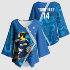 Victoria Oztag Custom Kimono Sleeve Blouse Helmeted Honeyeater Mascot Indigenous Art