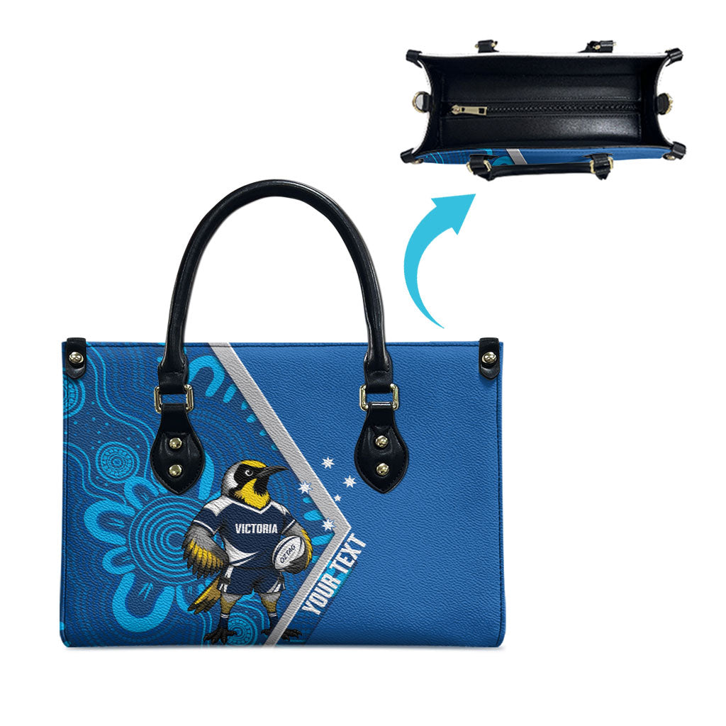 Victoria Oztag Custom Leather Bag Helmeted Honeyeater Mascot Indigenous Art