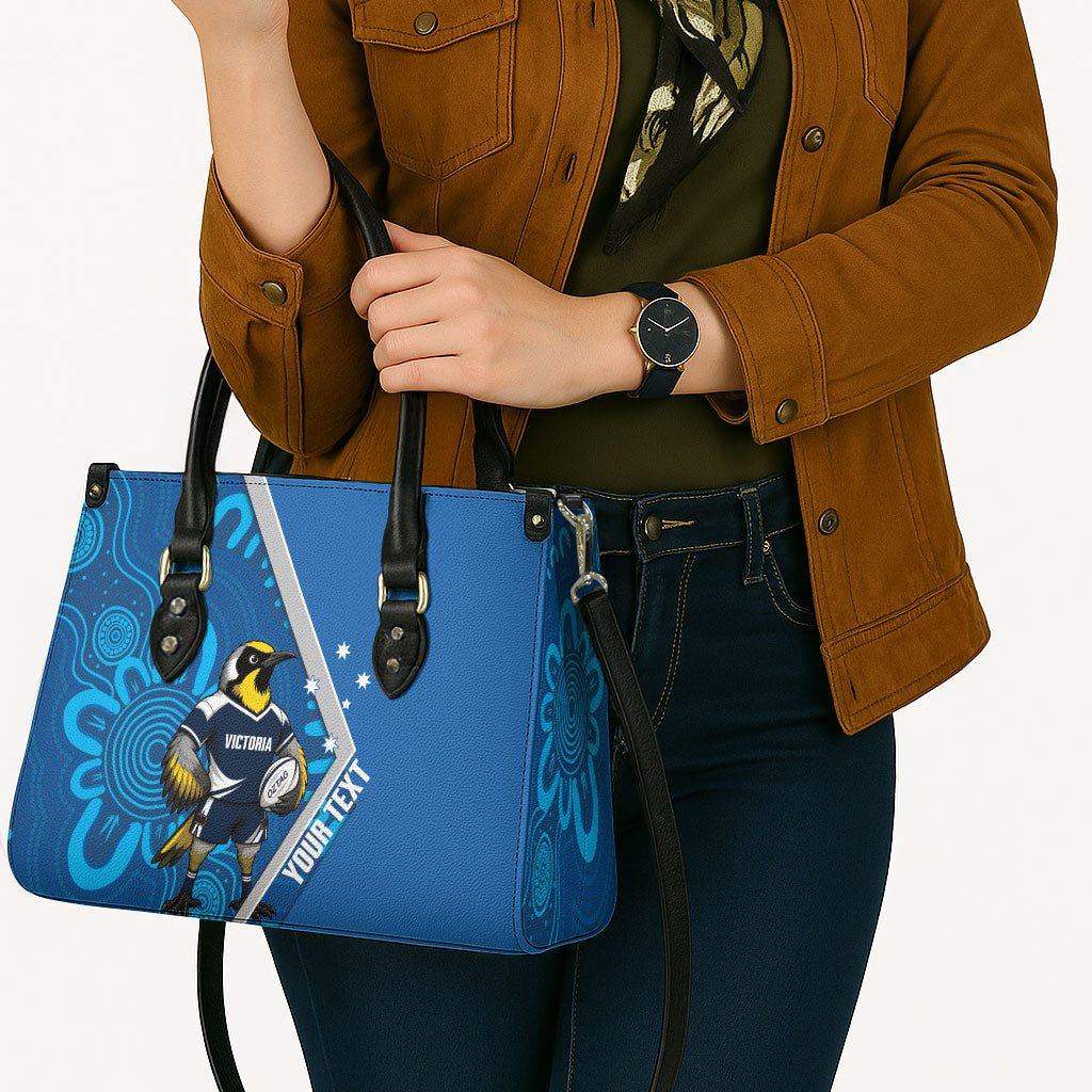 Victoria Oztag Custom Leather Bag Helmeted Honeyeater Mascot Indigenous Art
