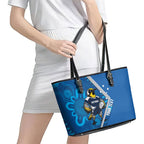 Victoria Oztag Custom Leather Tote Bag Helmeted Honeyeater Mascot Indigenous Art