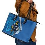 Victoria Oztag Custom Leather Tote Bag Helmeted Honeyeater Mascot Indigenous Art