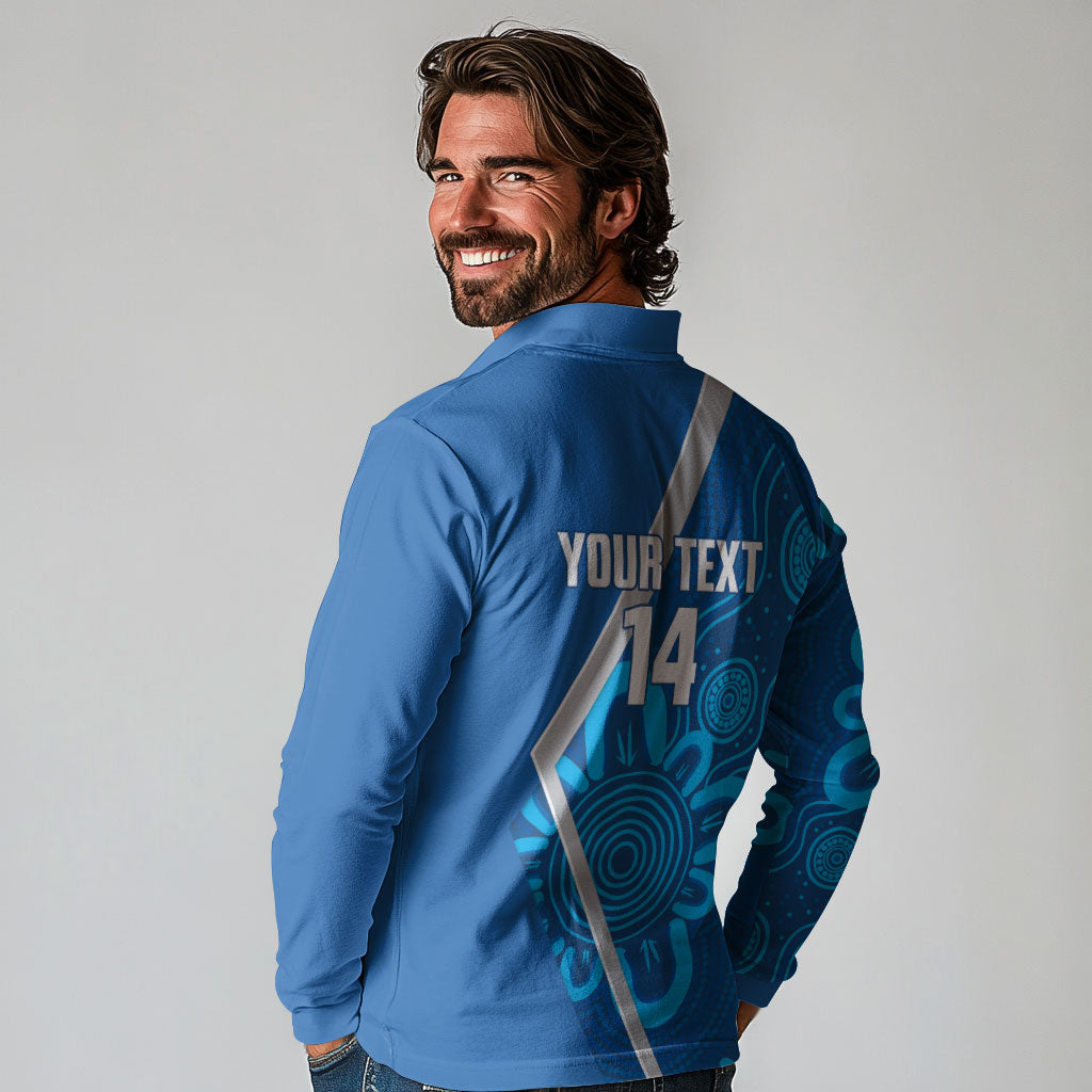 Victoria Oztag Custom Long Sleeve Polo Shirt Helmeted Honeyeater Mascot Indigenous Art