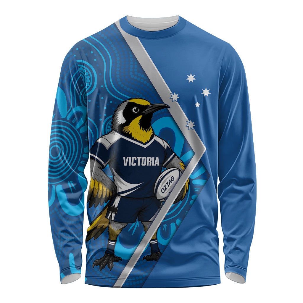 Victoria Oztag Custom Long Sleeve Shirt Helmeted Honeyeater Mascot Indigenous Art