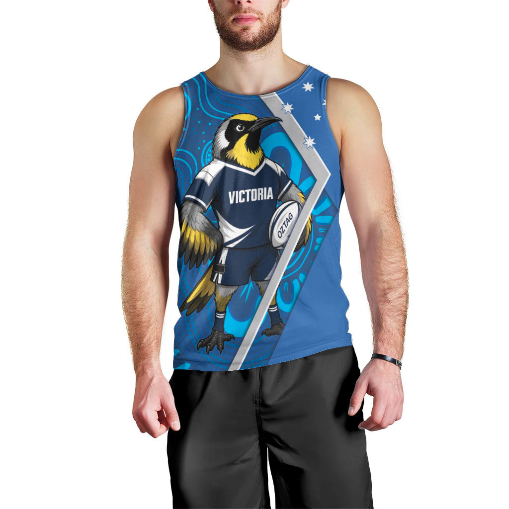 Victoria Oztag Custom Men Tank Top Helmeted Honeyeater Mascot Indigenous Art