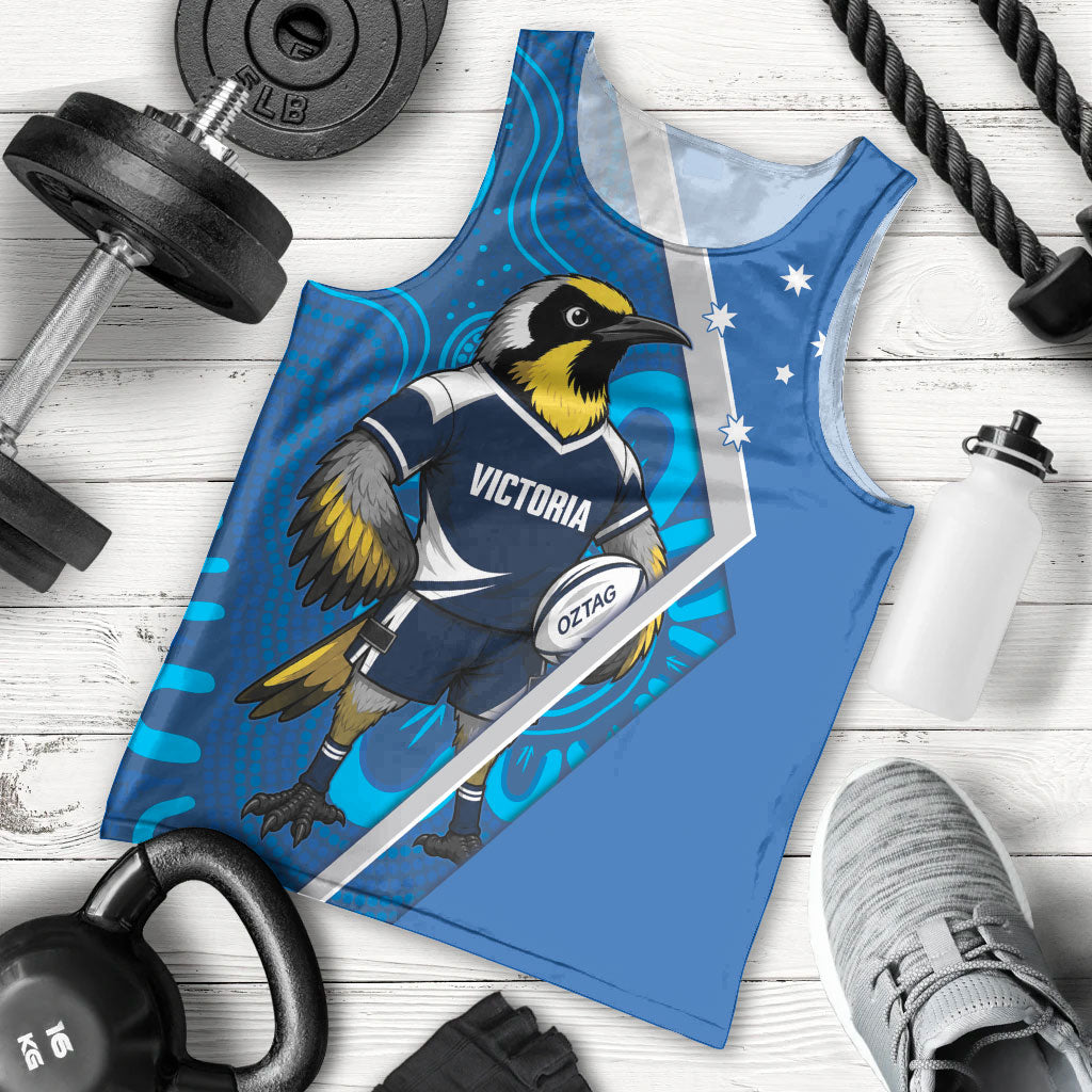 Victoria Oztag Custom Men Tank Top Helmeted Honeyeater Mascot Indigenous Art
