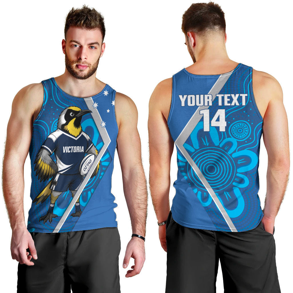 Victoria Oztag Custom Men Tank Top Helmeted Honeyeater Mascot Indigenous Art