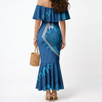 Victoria Oztag Custom Mermaid Dress Helmeted Honeyeater Mascot Indigenous Art
