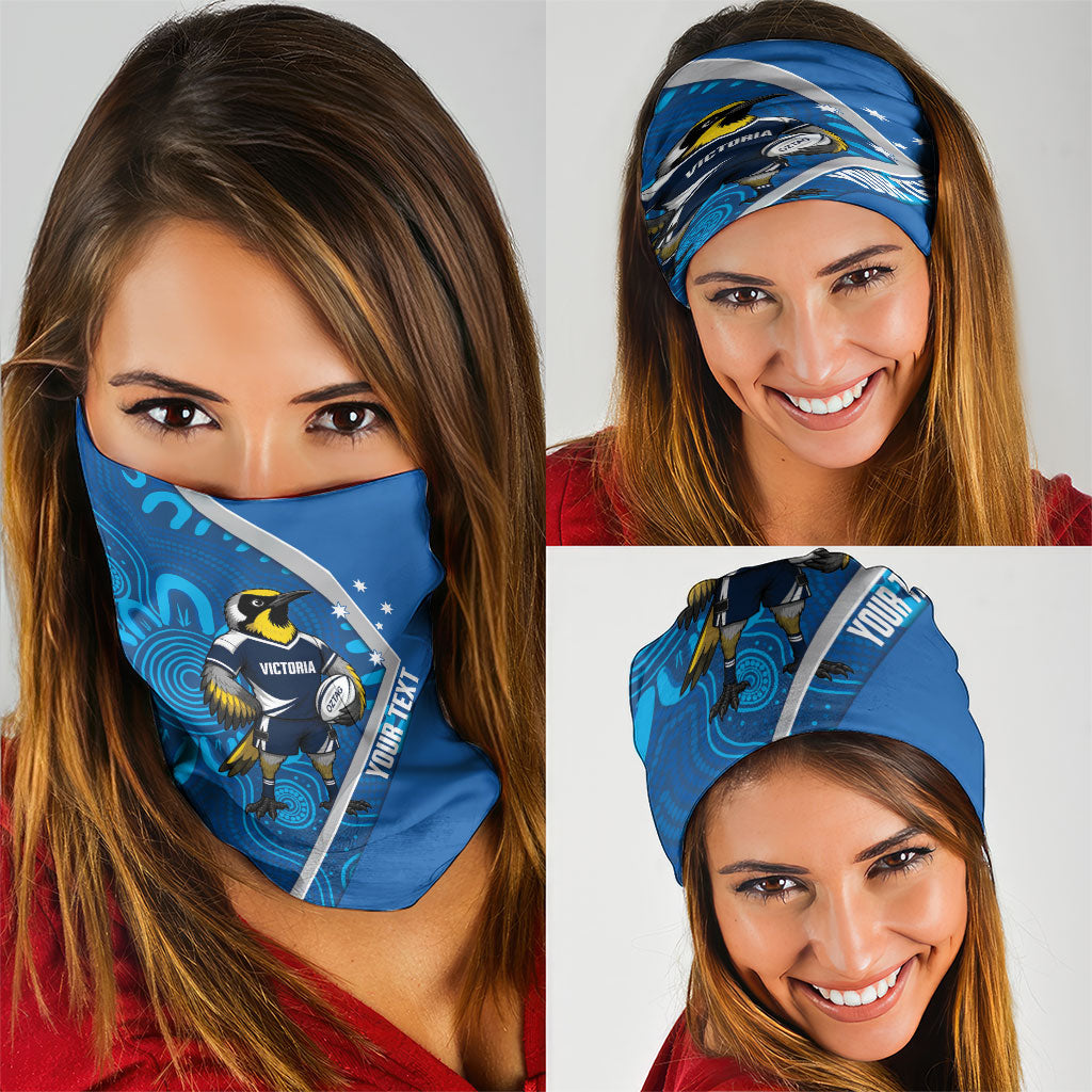 Victoria Oztag Custom Neck Gaiter Helmeted Honeyeater Mascot Indigenous Art