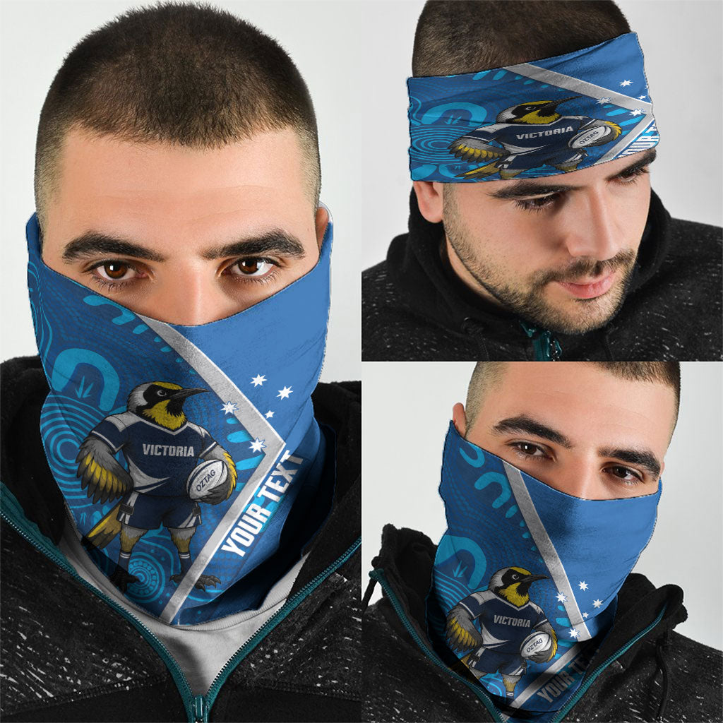 Victoria Oztag Custom Neck Gaiter Helmeted Honeyeater Mascot Indigenous Art