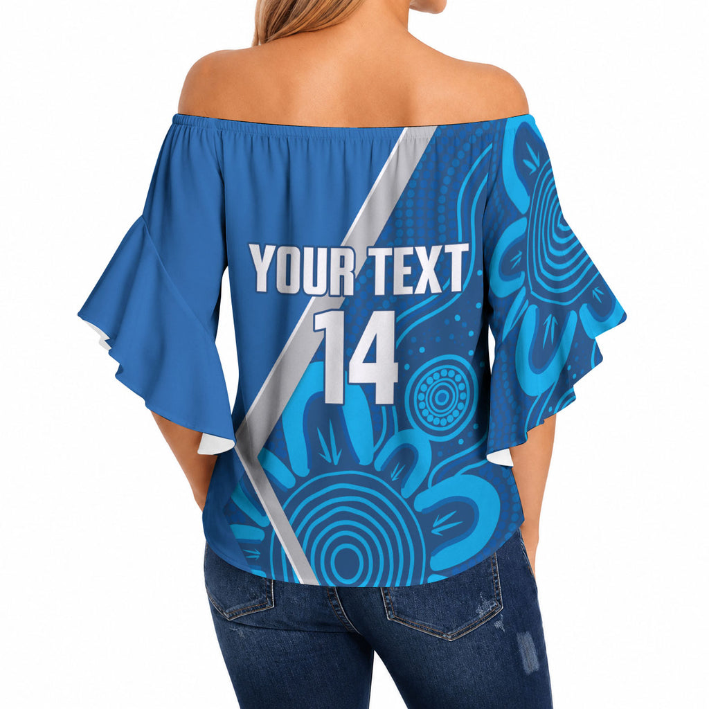 Victoria Oztag Custom Off Shoulder Wrap Waist Top Helmeted Honeyeater Mascot Indigenous Art