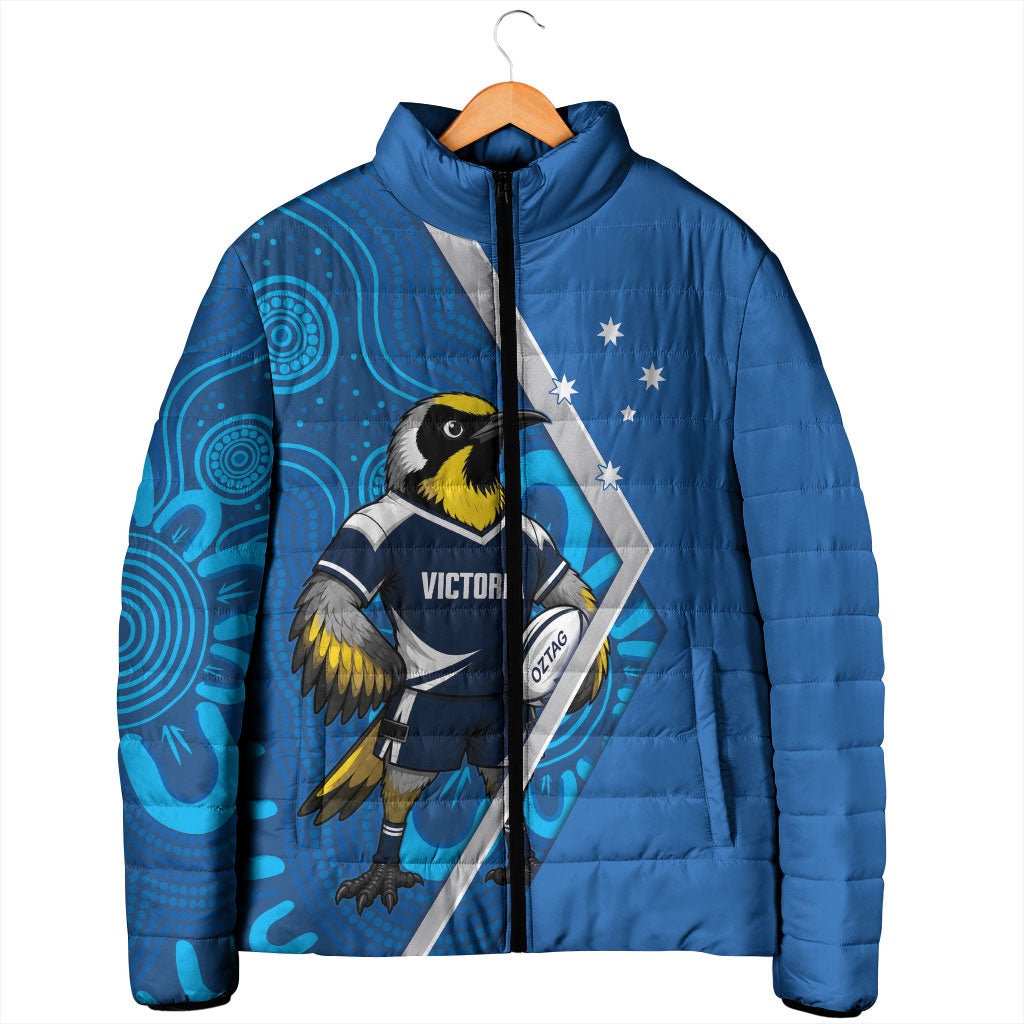 Victoria Oztag Custom Padded Jacket Helmeted Honeyeater Mascot Indigenous Art