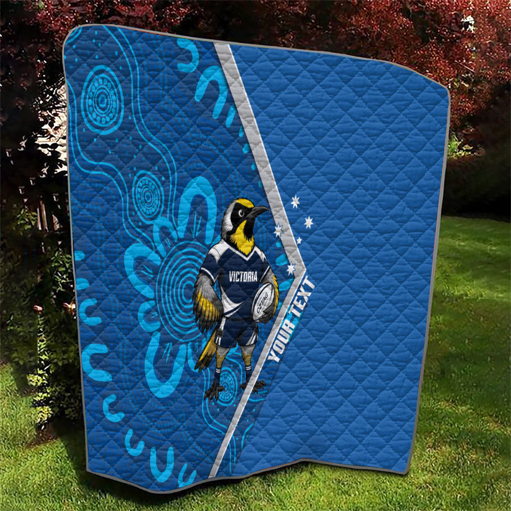 Victoria Oztag Custom Quilt Helmeted Honeyeater Mascot Indigenous Art