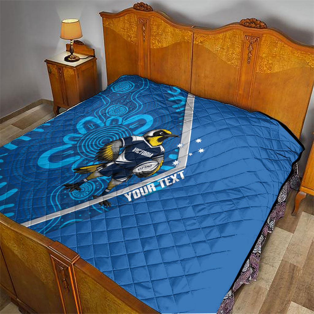 Victoria Oztag Custom Quilt Helmeted Honeyeater Mascot Indigenous Art