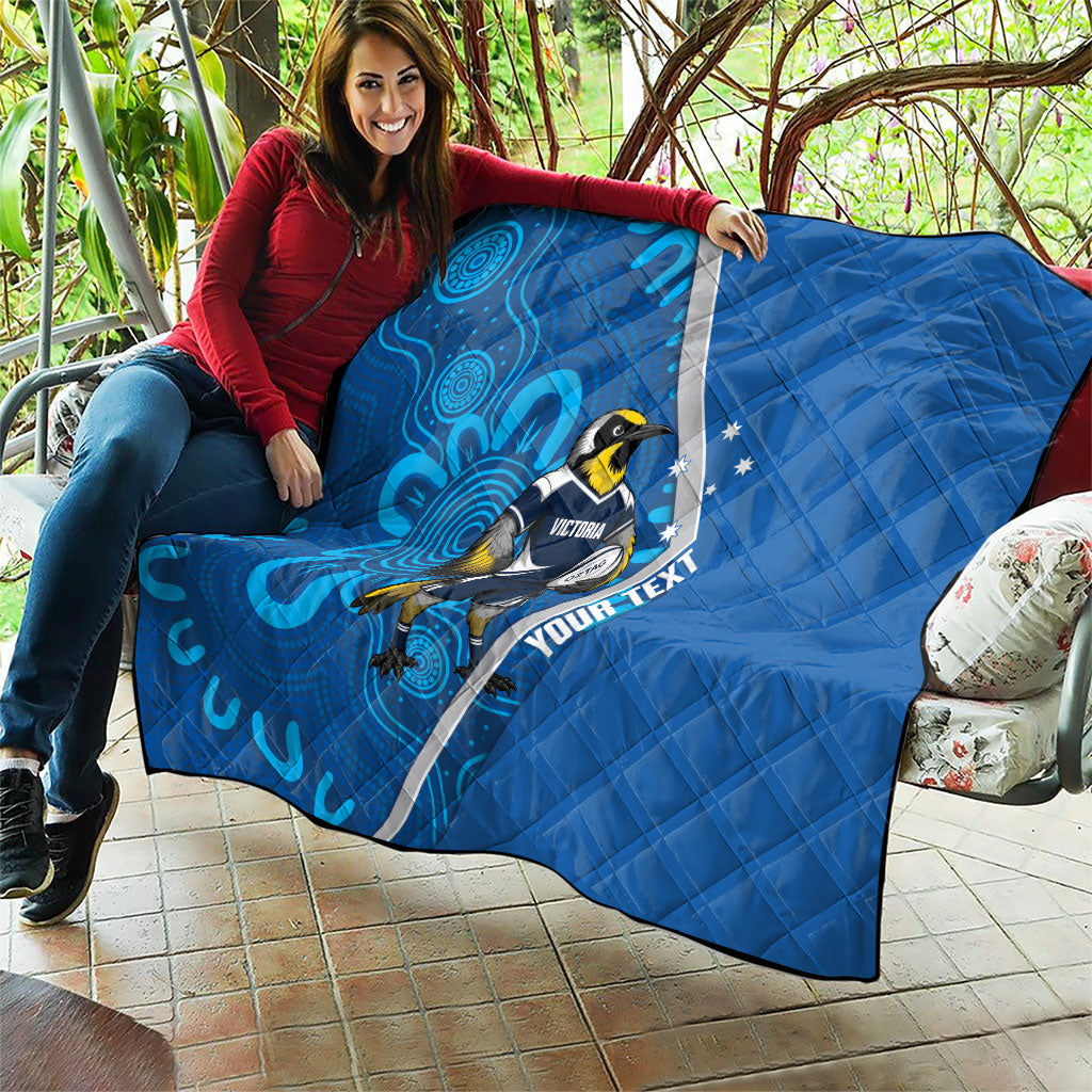 Victoria Oztag Custom Quilt Helmeted Honeyeater Mascot Indigenous Art