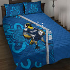 Victoria Oztag Custom Quilt Bed Set Helmeted Honeyeater Mascot Indigenous Art