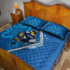 Victoria Oztag Custom Quilt Bed Set Helmeted Honeyeater Mascot Indigenous Art