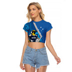 Victoria Oztag Custom Raglan Cropped T Shirt Helmeted Honeyeater Mascot Indigenous Art