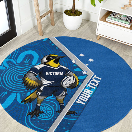 Victoria Oztag Custom Round Carpet Helmeted Honeyeater Mascot Indigenous Art