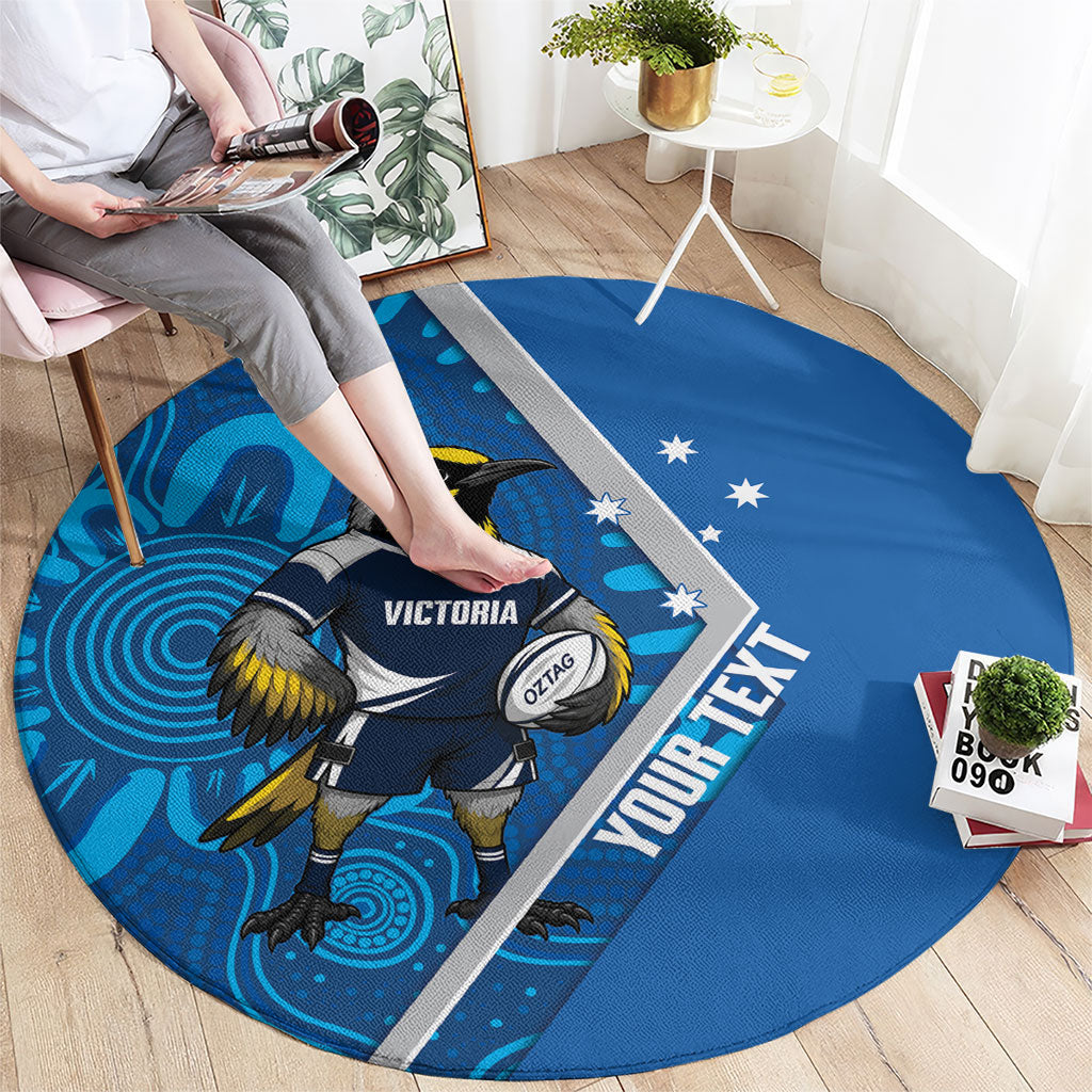 Victoria Oztag Custom Round Carpet Helmeted Honeyeater Mascot Indigenous Art