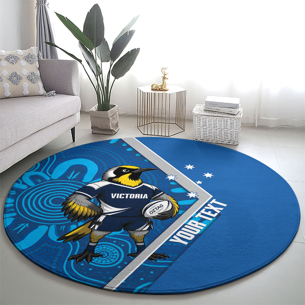 Victoria Oztag Custom Round Carpet Helmeted Honeyeater Mascot Indigenous Art