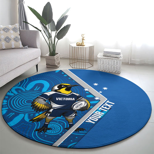 Victoria Oztag Custom Round Carpet Helmeted Honeyeater Mascot Indigenous Art