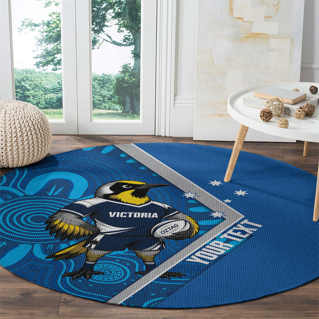 Victoria Oztag Custom Round Carpet Helmeted Honeyeater Mascot Indigenous Art