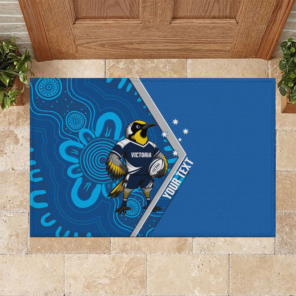 Victoria Oztag Custom Rubber Doormat Helmeted Honeyeater Mascot Indigenous Art