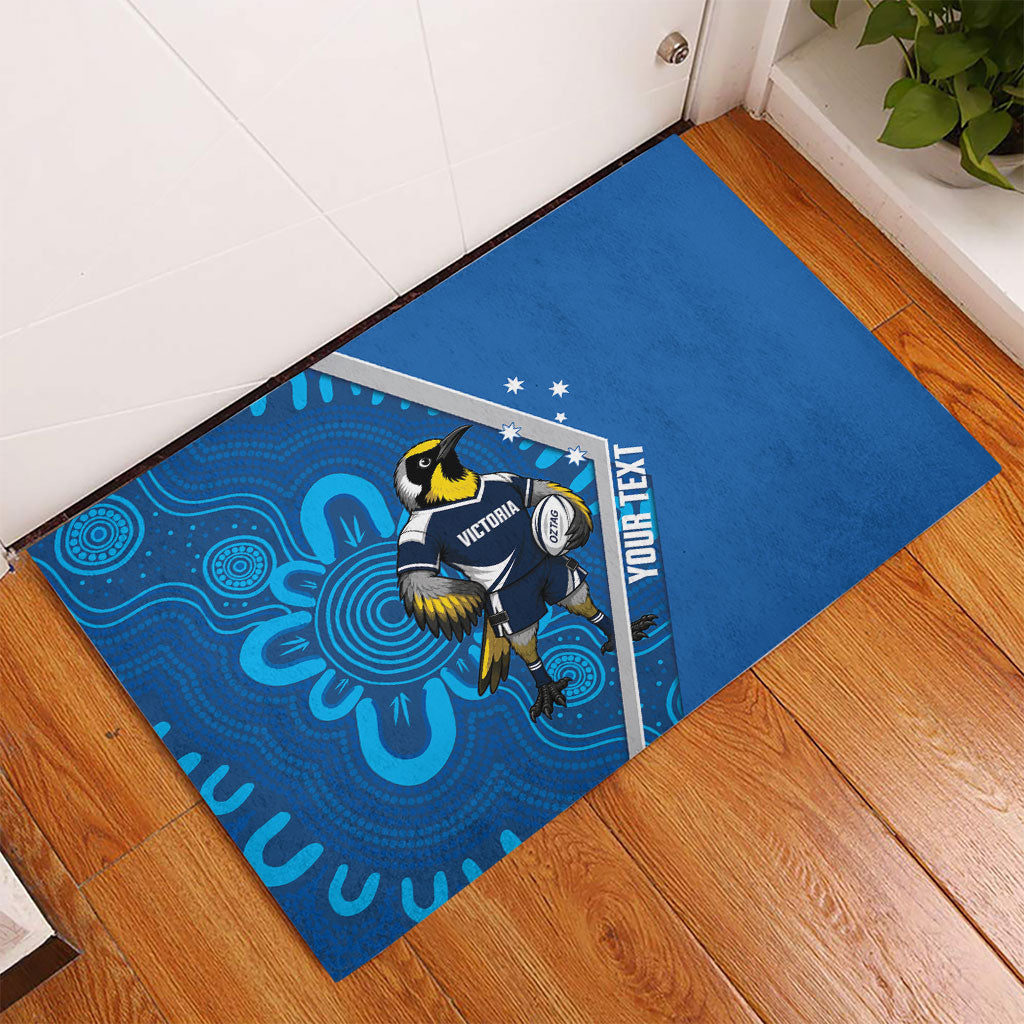 Victoria Oztag Custom Rubber Doormat Helmeted Honeyeater Mascot Indigenous Art