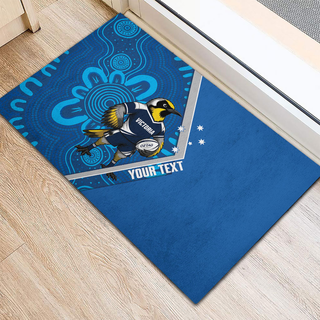 Victoria Oztag Custom Rubber Doormat Helmeted Honeyeater Mascot Indigenous Art