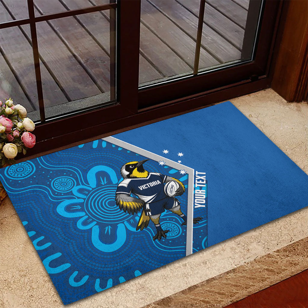 Victoria Oztag Custom Rubber Doormat Helmeted Honeyeater Mascot Indigenous Art