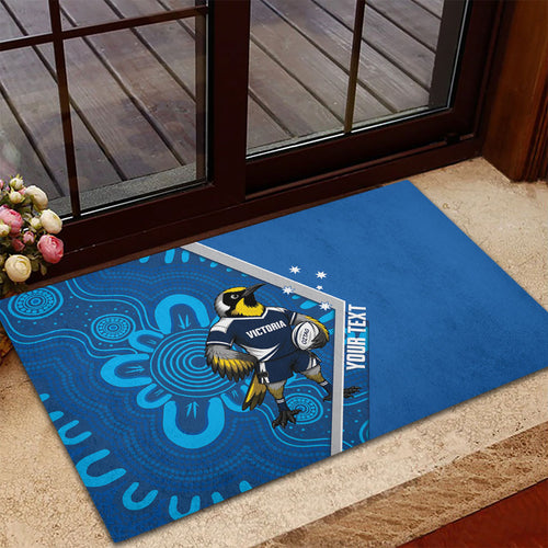 Victoria Oztag Custom Rubber Doormat Helmeted Honeyeater Mascot Indigenous Art