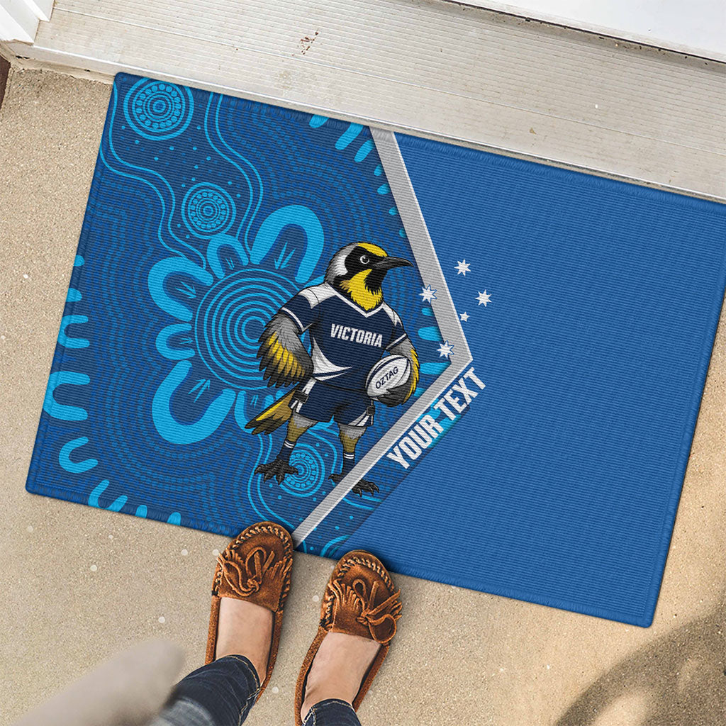 Victoria Oztag Custom Rubber Doormat Helmeted Honeyeater Mascot Indigenous Art