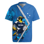 Victoria Oztag Custom Rugby Jersey Helmeted Honeyeater Mascot Indigenous Art