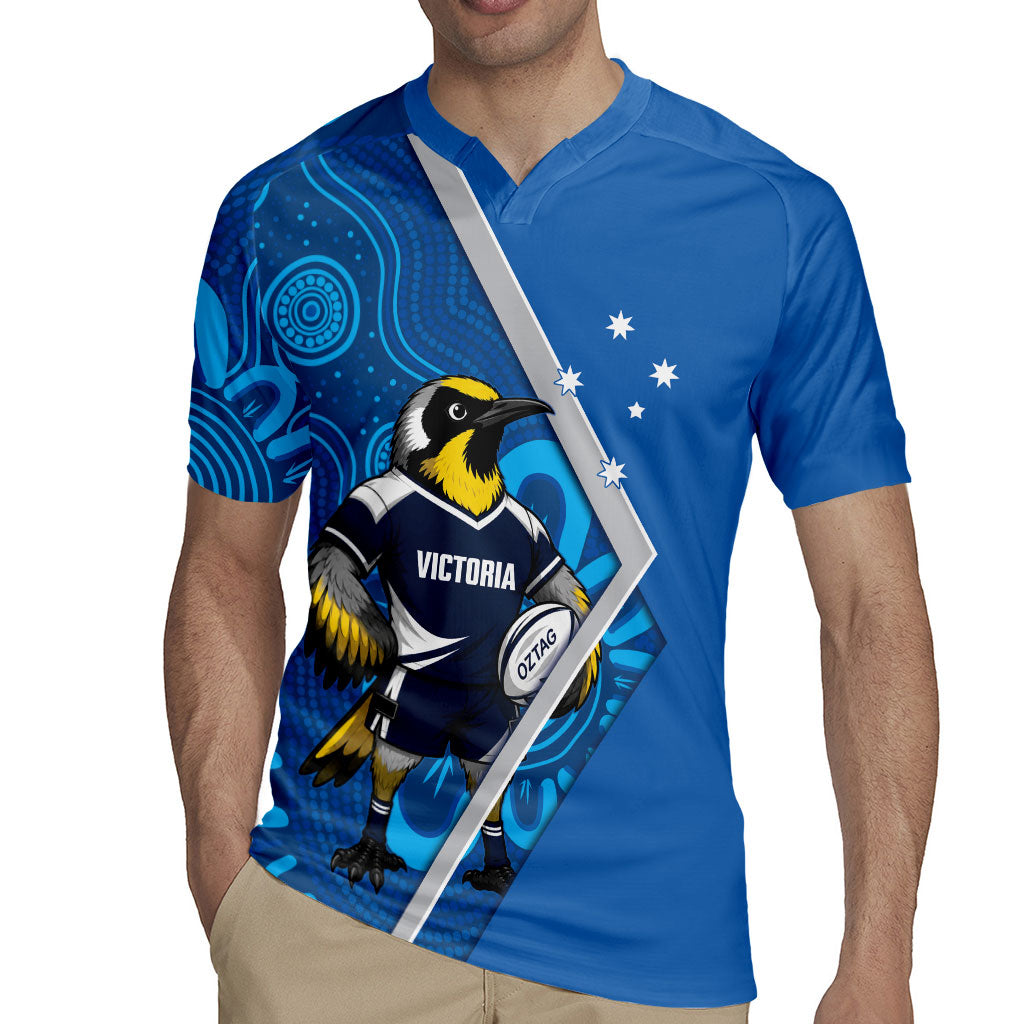 Victoria Oztag Custom Rugby Jersey Helmeted Honeyeater Mascot Indigenous Art
