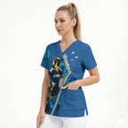 Victoria Oztag Custom Scrub Top Helmeted Honeyeater Mascot Indigenous Art