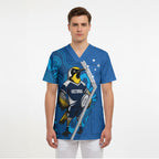 Victoria Oztag Custom Scrub Top Helmeted Honeyeater Mascot Indigenous Art