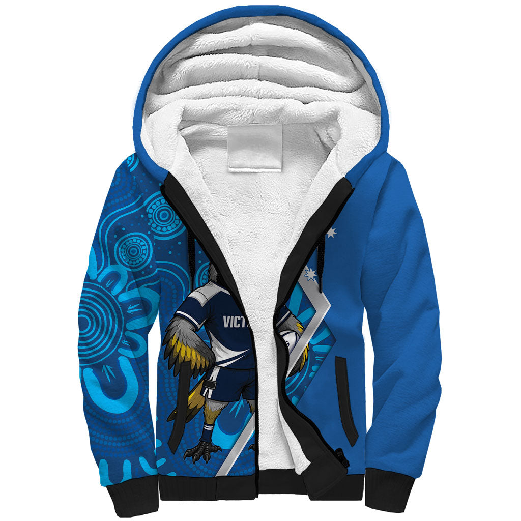 Victoria Oztag Custom Sherpa Hoodie Helmeted Honeyeater Mascot Indigenous Art