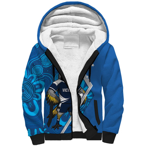 Victoria Oztag Custom Sherpa Hoodie Helmeted Honeyeater Mascot Indigenous Art