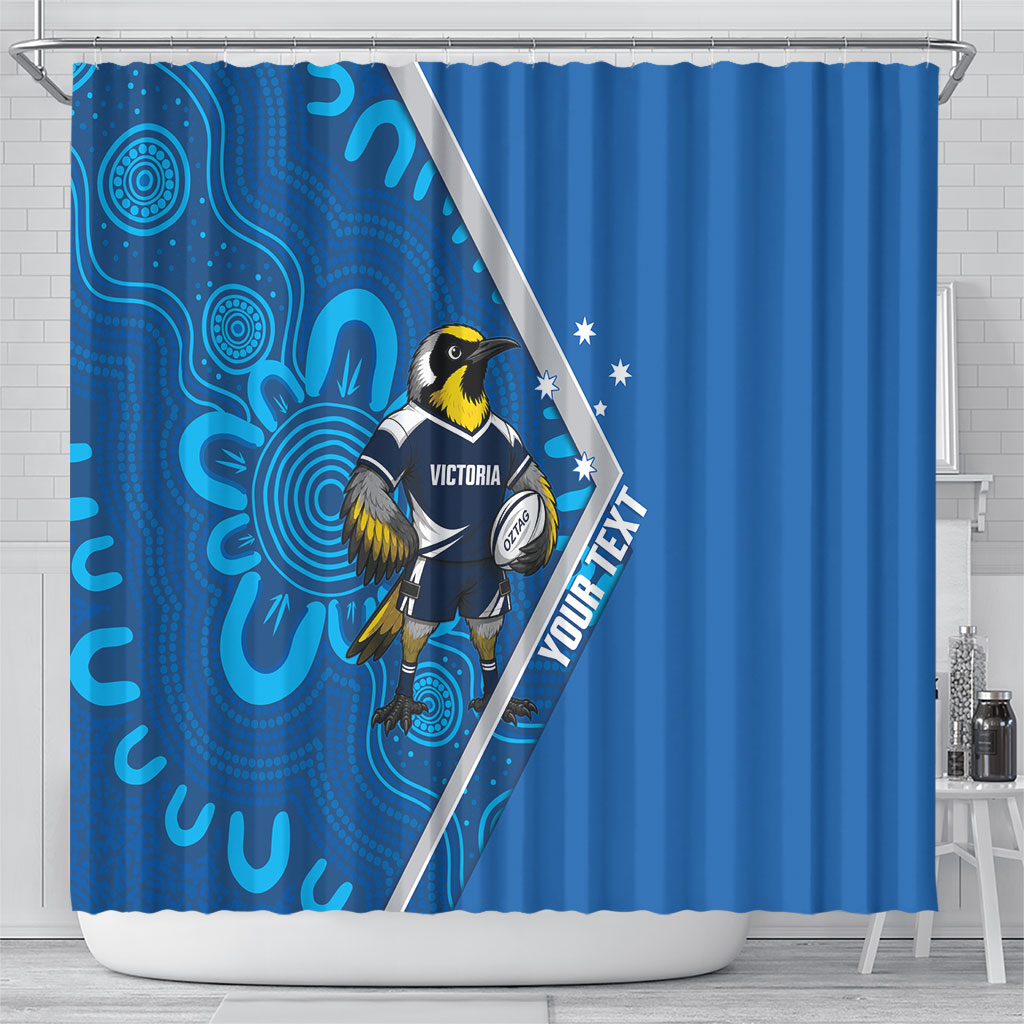 Victoria Oztag Custom Shower Curtain Helmeted Honeyeater Mascot Indigenous Art