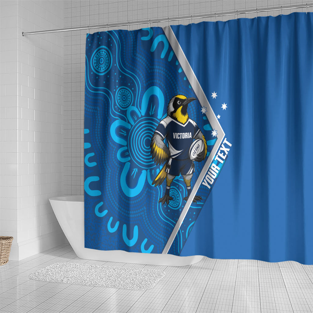 Victoria Oztag Custom Shower Curtain Helmeted Honeyeater Mascot Indigenous Art
