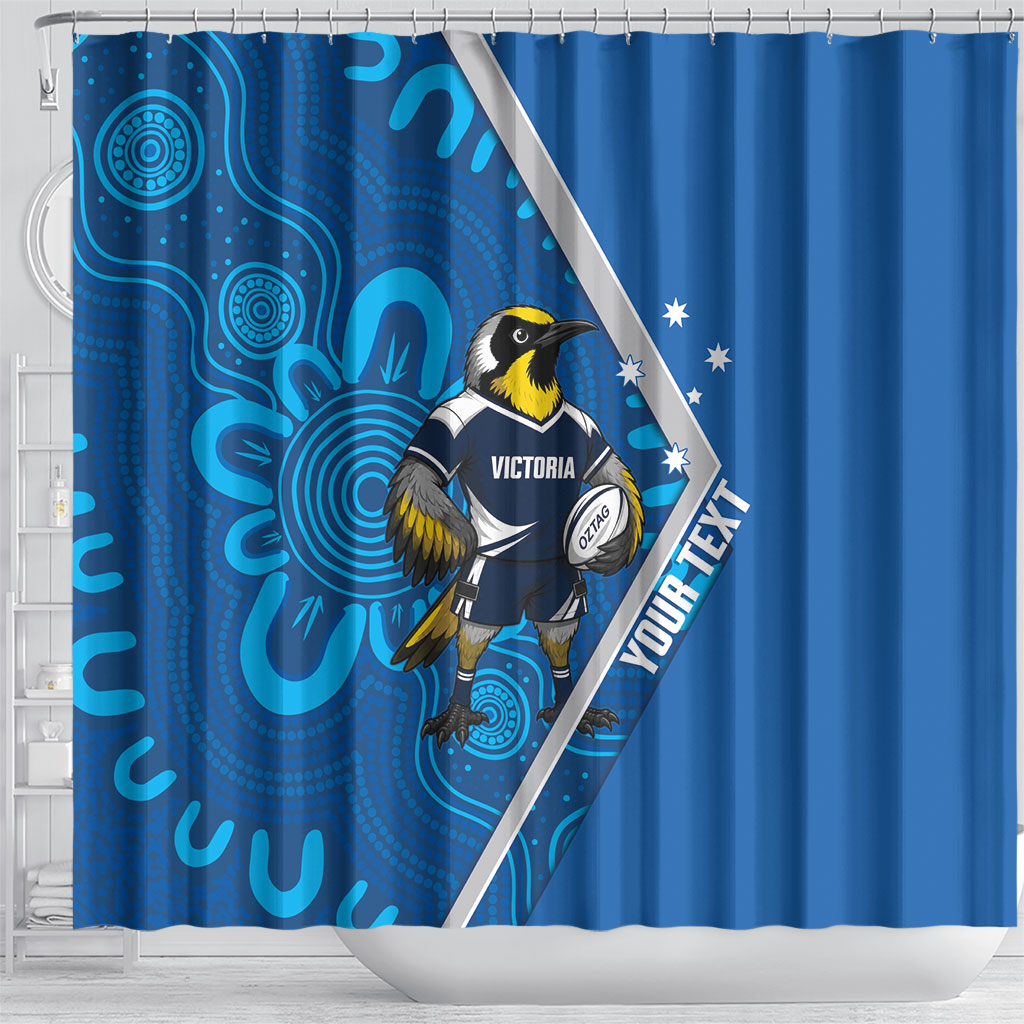 Victoria Oztag Custom Shower Curtain Helmeted Honeyeater Mascot Indigenous Art