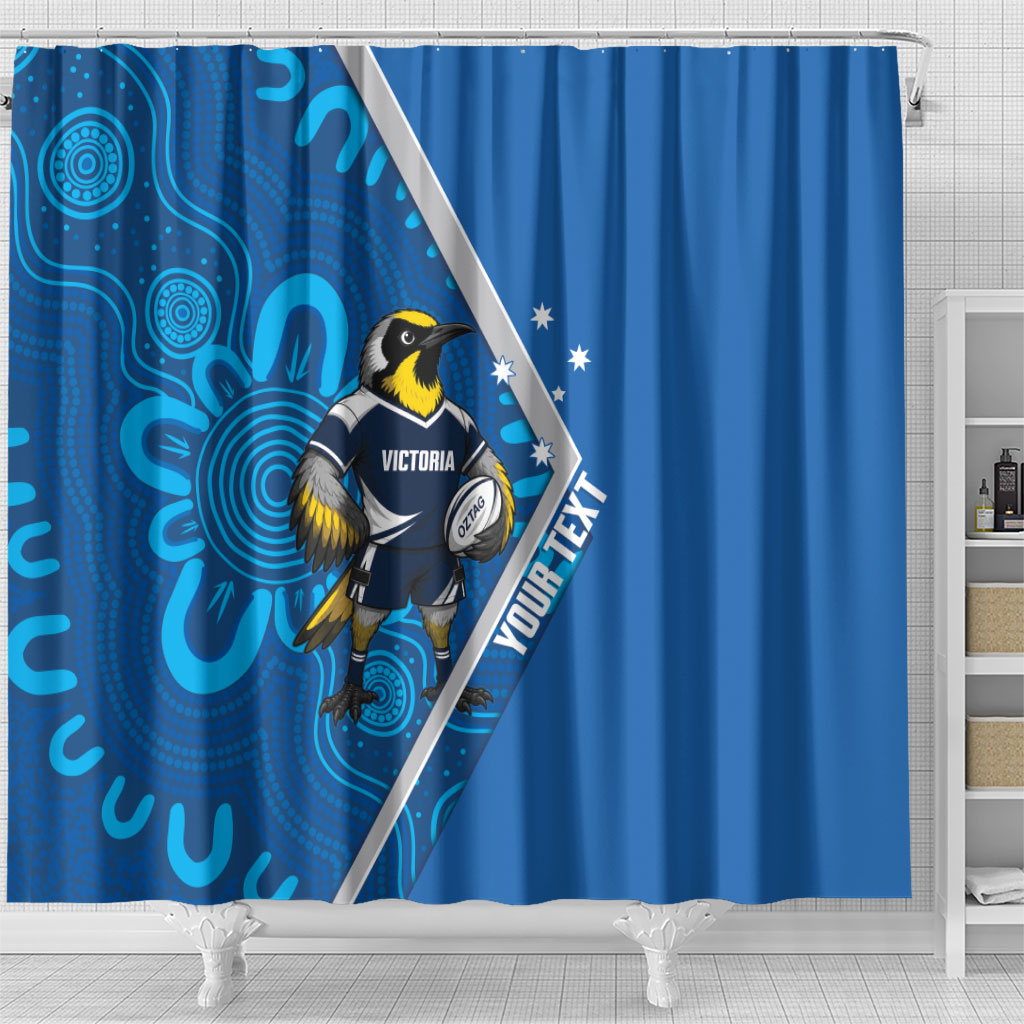 Victoria Oztag Custom Shower Curtain Helmeted Honeyeater Mascot Indigenous Art