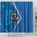 Victoria Oztag Custom Shower Curtain Helmeted Honeyeater Mascot Indigenous Art