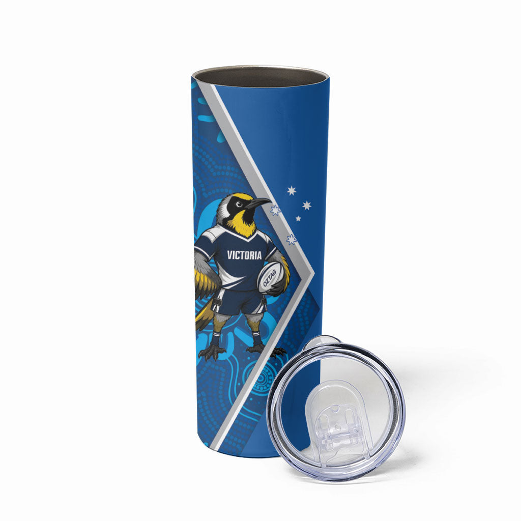 Victoria Oztag Custom Skinny Tumbler Helmeted Honeyeater Mascot Indigenous Art