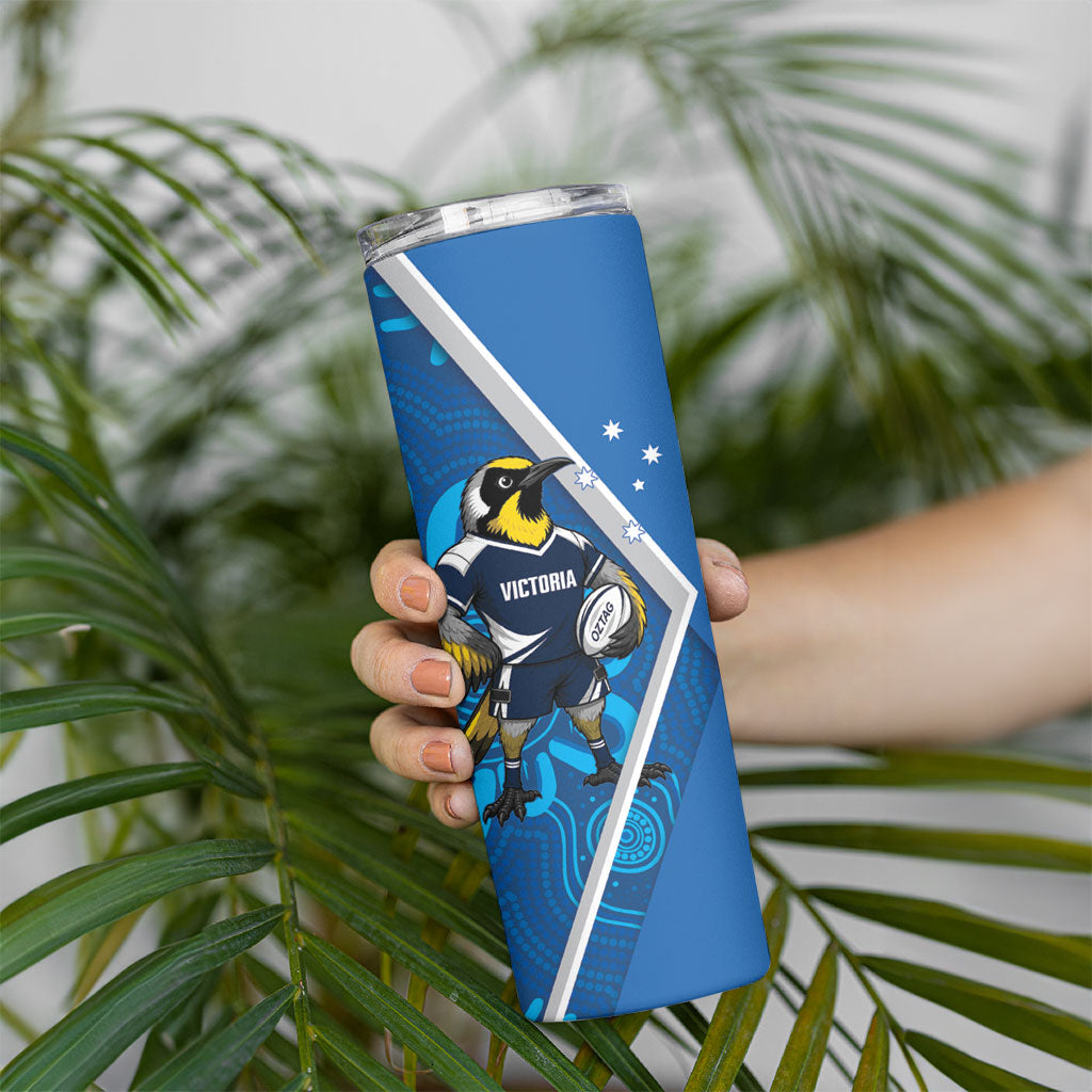Victoria Oztag Custom Skinny Tumbler Helmeted Honeyeater Mascot Indigenous Art