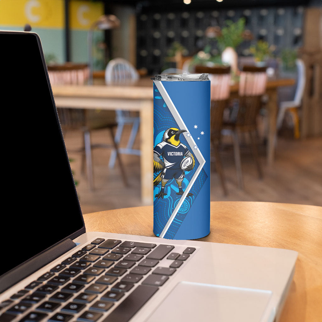Victoria Oztag Custom Skinny Tumbler Helmeted Honeyeater Mascot Indigenous Art