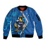 Victoria Oztag Custom Sleeve Zip Bomber Jacket Helmeted Honeyeater Mascot Indigenous Art