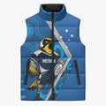Victoria Oztag Custom Sleeveless Puffer Jacket Helmeted Honeyeater Mascot Indigenous Art